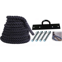 LKZL Battle Rope, 12 m Fitness Exercise Rope with Anchor Set, Full Body Training Equipment for Training at Home in the Gym (Size : 50 mm)