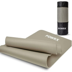 POWRX Gymnastics Mat Yoga Mat (Light Grey 183 x 60 x 1.5 cm) 183 x 60 cm I Thickness: 1 cm or 1.5 cm including carry strap and bag, various colours.