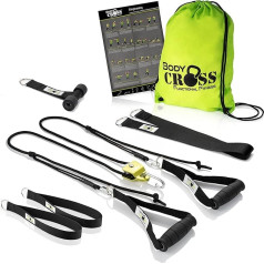 Premium Sling Trainer Complete Set, Made in Germany, Tested and Certified, 2 Sling Trainers in Strength Training Set with Pulley, Door Anchor, Attachment for Home and Outdoor Use