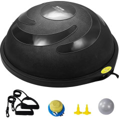 VEVOR Half Gym Ball Trainer, 26 Inch Balance Ball Trainer, 1500 lbs Load Capacity Stability Ball, Yoga Ball with Resistance Bands and Foot Pump, Strength Fitness Ball in Home Gym, Black
