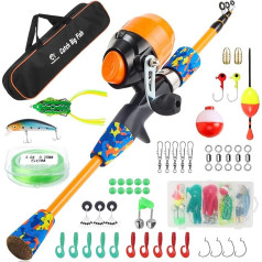 Kids Fishing Rod Set, Portable Telescopic Fishing Rod and Reel, Complete Set for Boys, Girls, Beginners, Teens