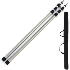 WOERD Aluminium Pole Tent Pole Telescopic Pole for Awning Camping Tarpaulin Stainless Steel for Camping Tarpaulin Shelter (Size: 37-90 inches, Colour: Silver)