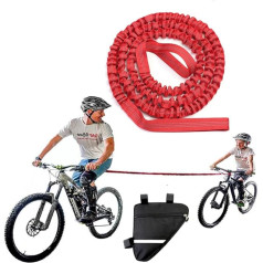 NganSuRong Bicycle Tow Rope Strap Mountain Bike Parent-Child Pull Reflective Traction Portable Outdoor MTB Elastic Bicycle for Adults Children (Red)