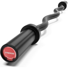 Synergee Commercial EZ Curl Olympic Bar Black Phosphate with Powder Coated Brass Bushings, Excellent for Bicep Bends and Triceps Extensions