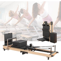 Multifunctional Pilates Reformer, Pilates Reformer Made of Wood, Pilates Bed, Foldable Pilates Machine Equipment for Home, Adjustable Intensity