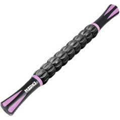 Muskelrolle, Massageroller für Sportler, reduziert Muskelkater, Krämpfe, Verspannungen, Beine, Arme, Rücken, Waden, Muskelmassagegerät (Schwarz / Rosa)
