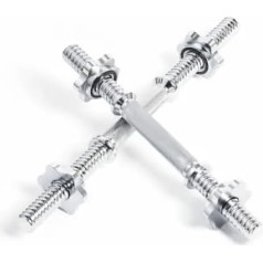 Lisaro Dumbbell Bar - Set of 2 35cm x 30mm Chrome - Standard Knurled with Spinlock Collars - Dumbbell Bar