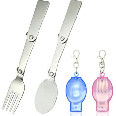 Folding Spoon and Fork Folding Fork Folding Spoon Foldable Fork and Spoon Set with Case Travel Forks Spoon for Camping Picnic 2 Pieces