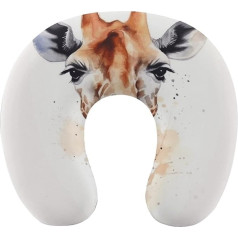 WYUSPGK Travel Pillow, Stylish Animal Watercolor Giraffe Print Neck Pillow, U Shaped Pillow, Travel Neck Pillow, Memory Foam Pillow, Airplane Pillow, Portable Pillow