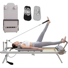 Home Pilates Reformer - Foldable Pilates Equipment for Home Workouts, Includes Fitness Socks, Maximum Load Capacity 265 ib, Pilates Reformer Machine for Home/Gym