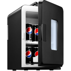 NORTHCLAN Mini Fridge for Room 15 L, with 220 V AC/12 V DC for Car and Home Use, Portable Fridge and Heating Fridge Perfect for Drinks, Cosmetics, Snacks, Max & Eco Mode, Black