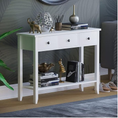 Vida Designs Windsor Console Table 3 Drawer White Wood White
