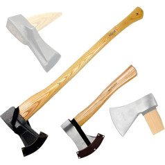 Xforst Splitting Axe & Universal Axe Set - Forestry Axe X-SA2 (80 cm, 2.6 kg, Ash Handle) & Universal Axe X-UW800C (Hickory Handle) Including Axe Sheaths - Robust Axes for Forestry, Bushcraft & Garden