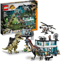 LEGO 76949 Jurassic World Giganotosaurus & Therizinosaurus Attack Set with Toy Helicopter, Garage, Toy Car and 2 Dinosaur Figures, Gift for Fans of the Jurassic Park Range