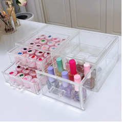 Guolich Nail Organizer 3 Drawers and Storage Clear Acrylic Nail Jewelry Accessories Storage Shelves Mesa Para Manicura Professional