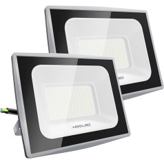 HOOLED Outdoor LED Spotlight, 50W 100W 200W Powerful, IP65, Cool White, 10000lm, LED Spotlight, 6500K, Safety for Patio, Garden, Park, Patio, Garage (100W, 2)