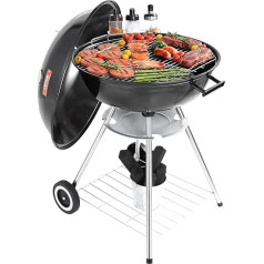 VEVOR Kettle Charcoal Barbecue Kettle Barbecue 56 cm Portable Barbecue Kettle Grill with Lid, Delicious BBQ, Picnic Grill with Large Grill Surface, Charcoal, Black, 63 x 82 x 88 cm Charcoal Round