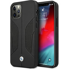 BMW BMHCP12LRSCSK Case for iPhone 12 Pro Max 6.7 Inch Black Leather Perforate Sides