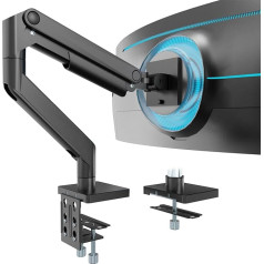 WORLDLIFT Monitor Mount 1 Monitor for 17-49 Inch Flat & Curved Screen, Full Motion Mechanical Spring Monitor Holder Made of Aluminium, Load Capacity of 20 kg, VESA 75 x 75/100 x 100