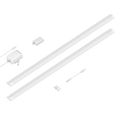 ledscom.de Siris Smart LED Under-Unit Light Matte White with WiFi Controller, Flat, Smart Home, Alexa Enabled (Echo) 90 cm, 1044 lm each, White, Dimmable, Set of 2