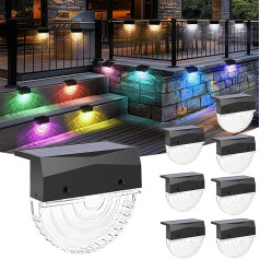 Solpex Solar Lights for Outdoors, 2 Lighting Modes, Multicoloured Solar Deck Lights, Upgrade Solar Step Lights, Waterproof, for Outdoor Stairs, Steps, Fence, Yard, Patio and Paths, Pack of 8