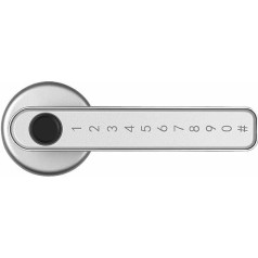 VisorTech Smart Door Handle: Smart Security Door Fitting with Finger Scanner, Pin & App, Silver (Smart Door Handle, Fingerprint Door Opener, Electronic Door Lock)
