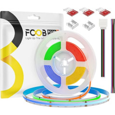 FCOB COB RGBWW LED Strip Flexible High Density FCOB + RGBWW (2700K) 3M 896LEDs/m 16W/m DC24V 12mm Width CRI90+ IP30 Not Waterproof Multicoloured Dimmable for Decoration (Not Content Power Supply &