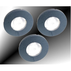 Trango Set of 3 6729IP65-031M6KSD IP65 LED Recessed Spotlights in Anthracite Matt Including 3 x 5 Watt 3 Levels Dimmable 6000 K Cool White Ultra Flat LED Module Outdoor Recessed Spotlights Bathroom