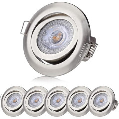 Sweet-led Set of 6 Three(3) Step-Dimming LED Recessed Spotlights Dimmable White / Chrome Nickel Lacquered Round Warm White Pivotable Recessed Spotlights 3000K 5W 230V 400 Lumen