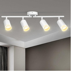 Karyoosi Ceiling Spotlight 4 Bulbs, LED Ceiling Light GU10, Ceiling Light Spot Swivelling 350° Ceiling Spotlight for Living Room, Bedroom, Kitchen, No GU10 Bulb, Matte White