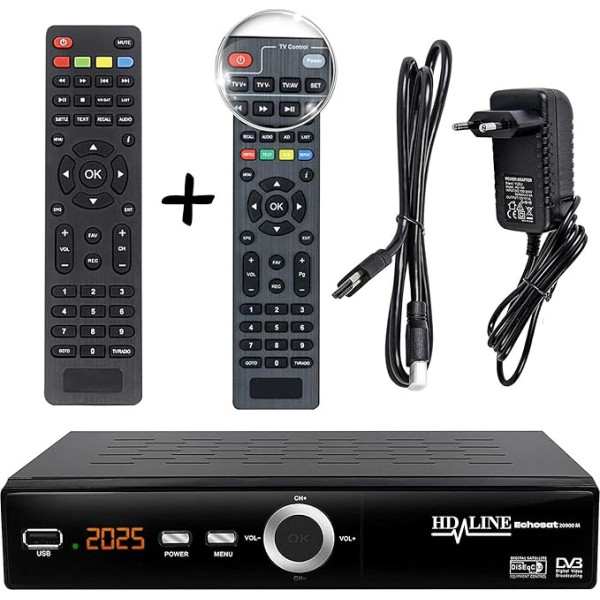hd-line Echosat 20900 M Pro Digital Satellite Receiver + Intelligent Remote Control (HDTV, DVB-S/S2, HDMI, SCART, 2x USB 2.0, Full HD 1080p) [Pre-Programmed for Astra Hotbird Türksat]