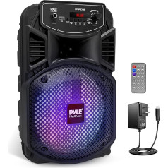 Pyle PA Bluetooth Speaker, Karaoke Machine, Music Box Bluetooth Box with Remote Control, Party Box, Rechargeable, 8 Inch Subwoofer, 1 Inch Tweeter, Party Lighting, MP3/USB, Radio, 300 W