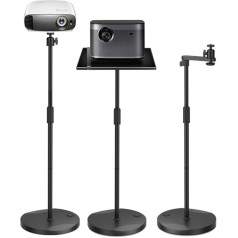 BOYVEN Projector Mount Height Adjustable from 90-126 cm with 360° Angle Rotation, Space-saving, Load Capacity up to 5 kg, Compatible with Projectors, Cameras, Mobile Phone Holders