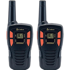 Cobra AM255 Lightweight Walkie Talkie with up to 5 km Range, 8 Channels, Power Saving Function and Includes Rechargeable Batteries (2 Pack) - Black