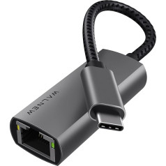 USB C to Ethernet Adapter, WALNEW USB-C to LAN RJ45 Gigabit Ethernet Network Adapter, Aluminium, for MacBook Pro, MacBook Air, Steam Deck, XPS, iPad Pro/Air, Samsung Galaxy A51 etc.