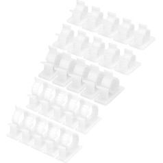 QUARKZMAN Pack of 50 Cable Clips, 8-25 mm Diameter Self-Adhesive Nylon Cable Holder, Adjustable Cable Management Organiser Clamp for PC, Desk, Office, White