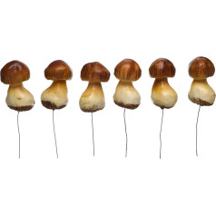 HEITMANN DECO Decorative Mushrooms with Wire - Autumn Decoration Natural, for Crafts - Brown - Set of 6, Approx. 4 x 3 x 7.5 cm