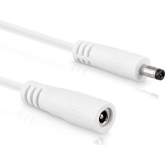 InLine - DC Extension Cable, Universal Power Supply Extension Cable for LED Strips, Surveillance Cameras, Printers, Routers, Switches and much more, DC Male/Female 4.0 x 1.7 mm, White, 5 m