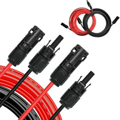 Witproton Solar Cable 6 mm2 15 m 10AWG 1500 V Solar Panel Extension Cable with Waterproof IP68 Socket and Plug Connection (6 mm², 15 m)