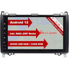 M.I.C. AB9 Android 12 Car Radio with Navi Qualcomm Snapdragon 665 4G + 64G Replacement for Mercedes Benz A-Class W169 B-Class W245 Viano Vito W639 Sprinter VW Crafter: SIM DAB+ BT 5.0 9 Inch IPS