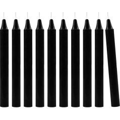 Scentoria Pack of 10 Taper Candles, Premium Black Candles, Black Candles, Diameter 2.1 cm · 22 cm, Black Taper Candles Long, Odourless Taper Candle for Table Decoration, Banquet, Wedding