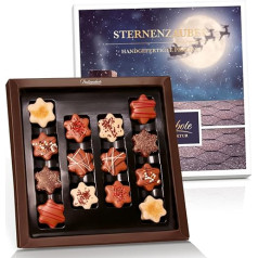 Pralinenbote Genussmanufaktur - Pralines Gift Box Star Magic with 14 Handmade Christmas Chocolatiers German Chocolatiers, The Alcohol-free Chocolates Gift for Christmas