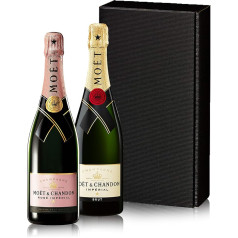 The Wine Guys Geschenkset The Moët Chandon couple mit zwei Flaschen Champagner in einem Geschenkkarton, erdebeere, 0.75 ml