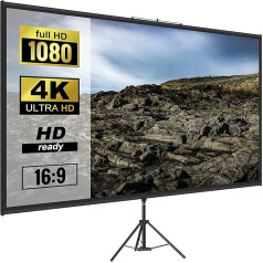 VEVOR 16:9 Projector Screen Tripod 4K HD Tripod Screen Display Screen Projection Surface 160 x 95 cm Projection Screen Tripod 200-250 cm Height Adjustable Ideal for Home Cinema Meeting Room Weddings