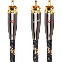 SKW Audio Cable RCA Male to 2 RCA Plugs, Stereo Audio Cable, High Fidelity Signal Cable with a Diameter of 6.0 mm (3 m, Black)