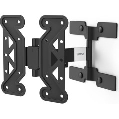 Hama TV Wall Mount Swivelling, Tilting, Slim (TV Wall Mount 19-48 Inches, VESA 100 x 100 to VESA 200 x 200, up to 25 kg, 2 Joints, Extendable Bracket, with Fischer Dowels and Drilling Template) Black
