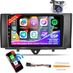 [2+32G] Android 13 Car Radio for Mercedes Benz Smart Fortwo 2011-2015 with Carplay & Android Car - 9 Inch HD Touchscreen Carplay Radio with Mirror Link WiFi GPS EQ FM/RDS Radio SWC + AHD Rear View