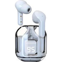 Shooze Wireless Bluetooth Headphones, Four Microphones with ENC Noise Cancellation, HiFi Sound, In-Ear Sports Headphones, LED Display, Battery Indicator, 20 Hours Charging Time (White)