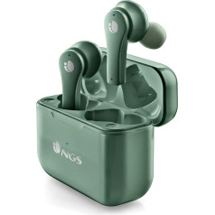 NGS Artica Bloom Green Wireless Earphones Compatible with Bluetooth and TWS, Microphone, up to 24 Hours, Touch Controls, USB Type C, Charging Station, Green