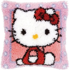 ROCKY&CHAO Latch Rug for DIY Latch Sets with Cushion, 43 x 43 cm Cushion Cover Set for Adults and Children, Latch Hook Kit, Home Accessory (HHello Kitty)